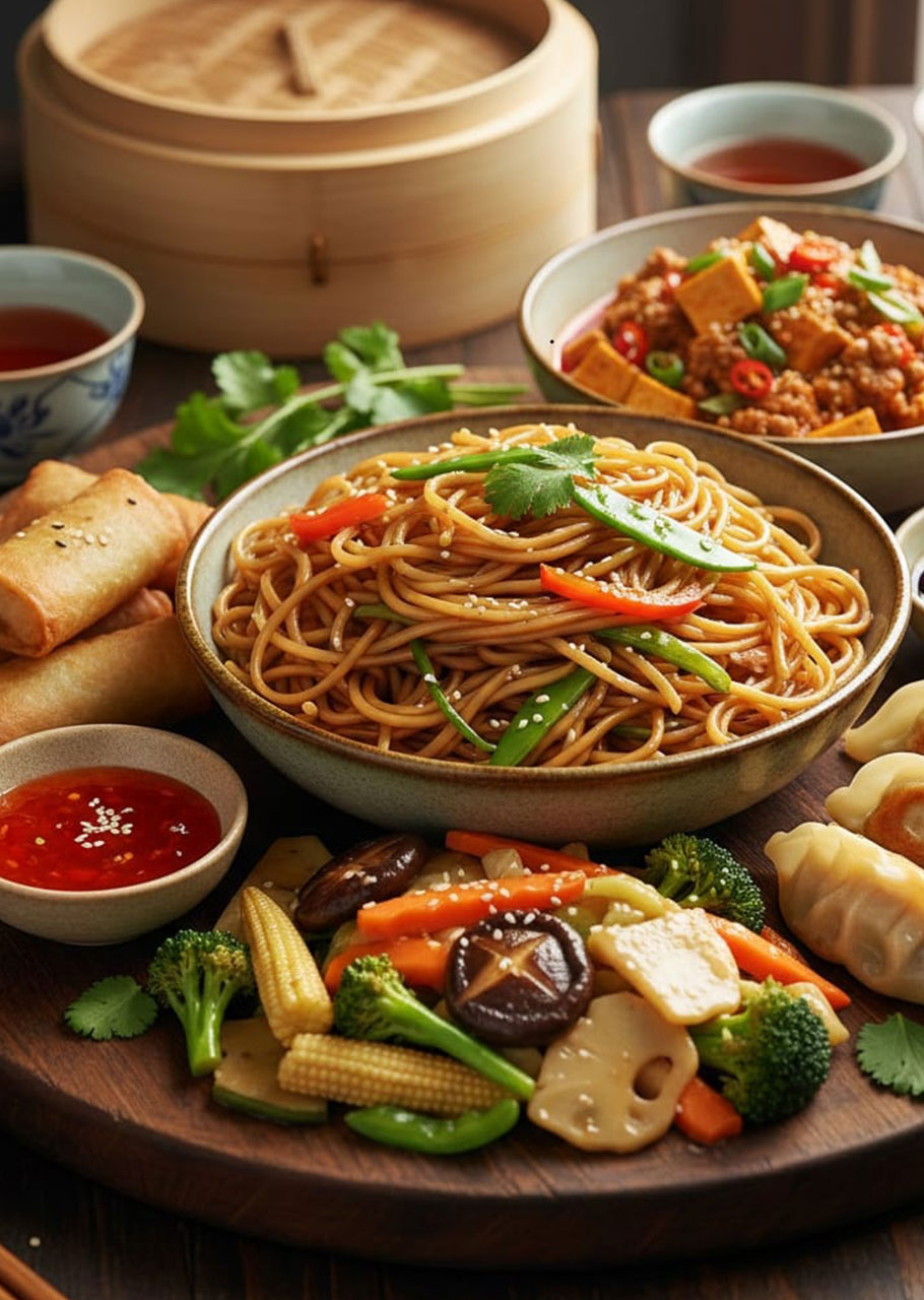 Chinese noodles served in a bowl